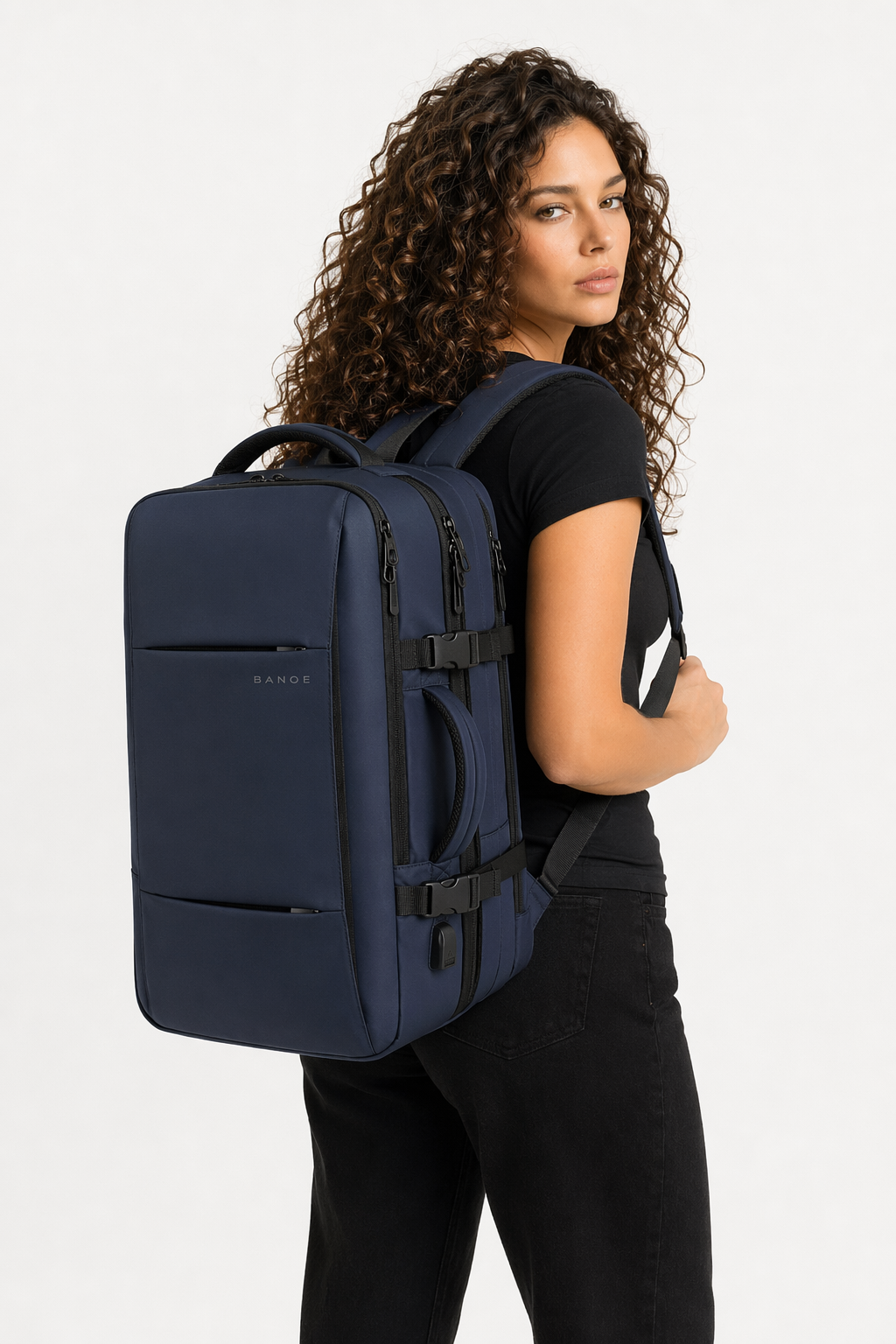 High Quality Waterproof Multilayer Backpack - 37L Capacity with Adjustable Fit Blue