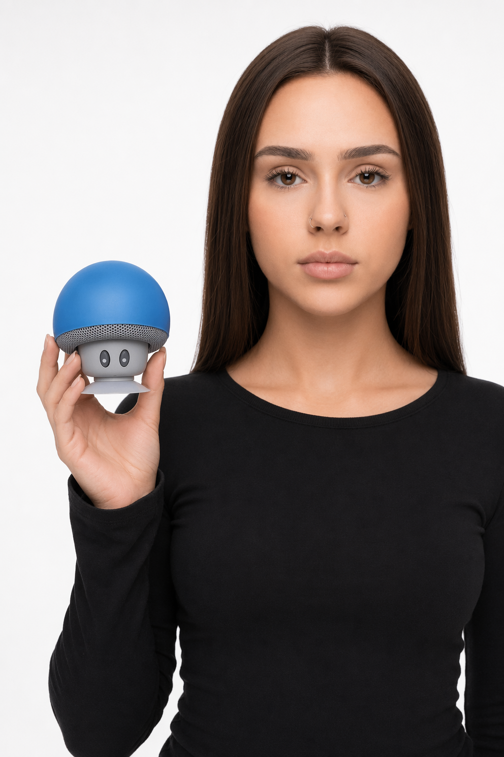 Suction Cup Mushroom Bluetooth Speakers with Wireless Portability and Integrated Microphone Dark Blue