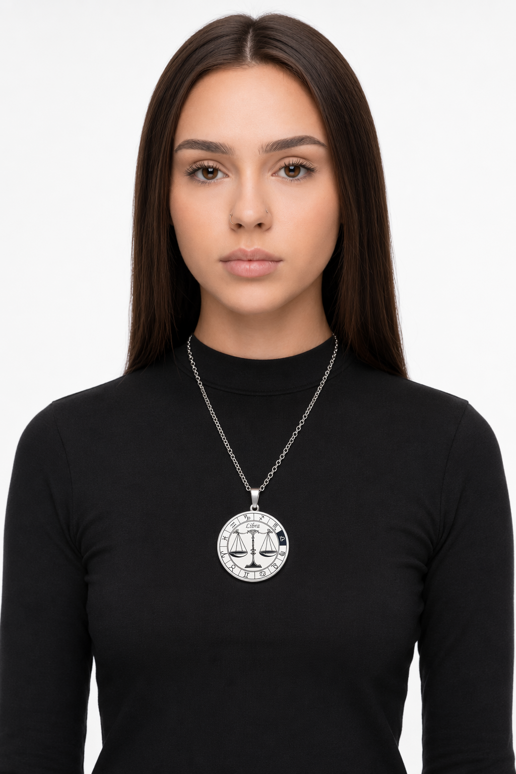 Horoscope Pendant Necklace - Unisex Round Design Libra