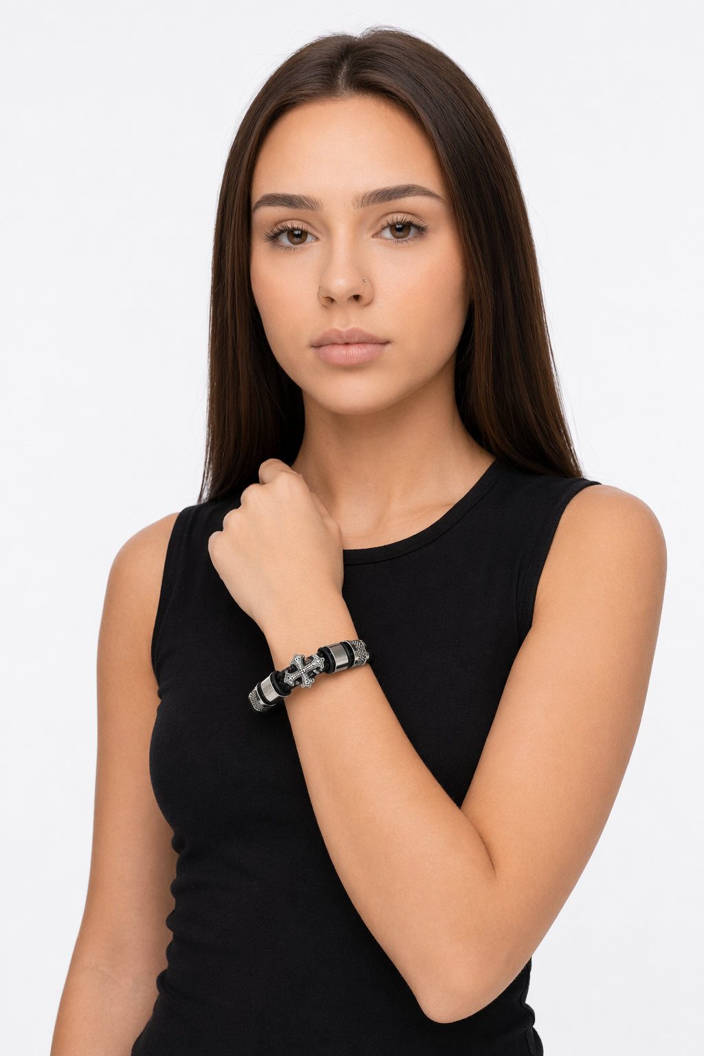 Vegan Leather Bracelet with a Layered Appearance 13