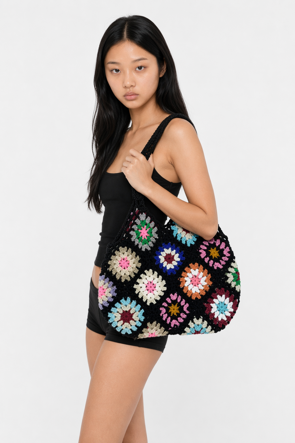 Floral Vintage Tote Bag - Outdoor Bliss Black