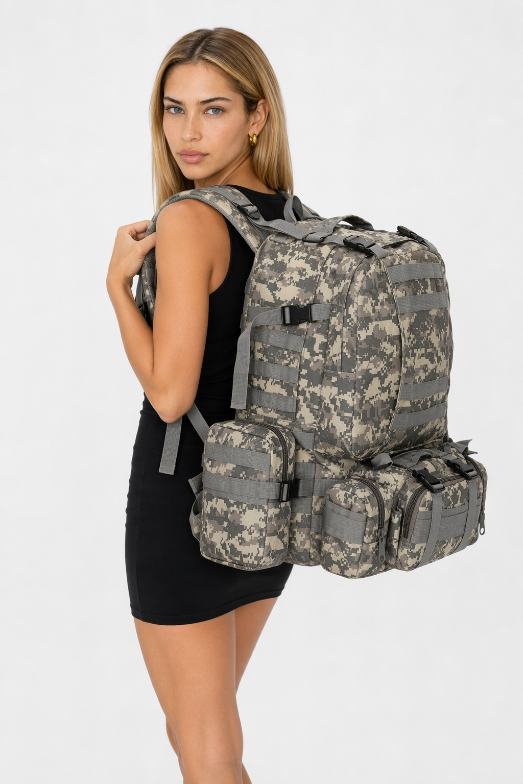 Outdoor Military Backpack - 50L, Resistant to Water ACU