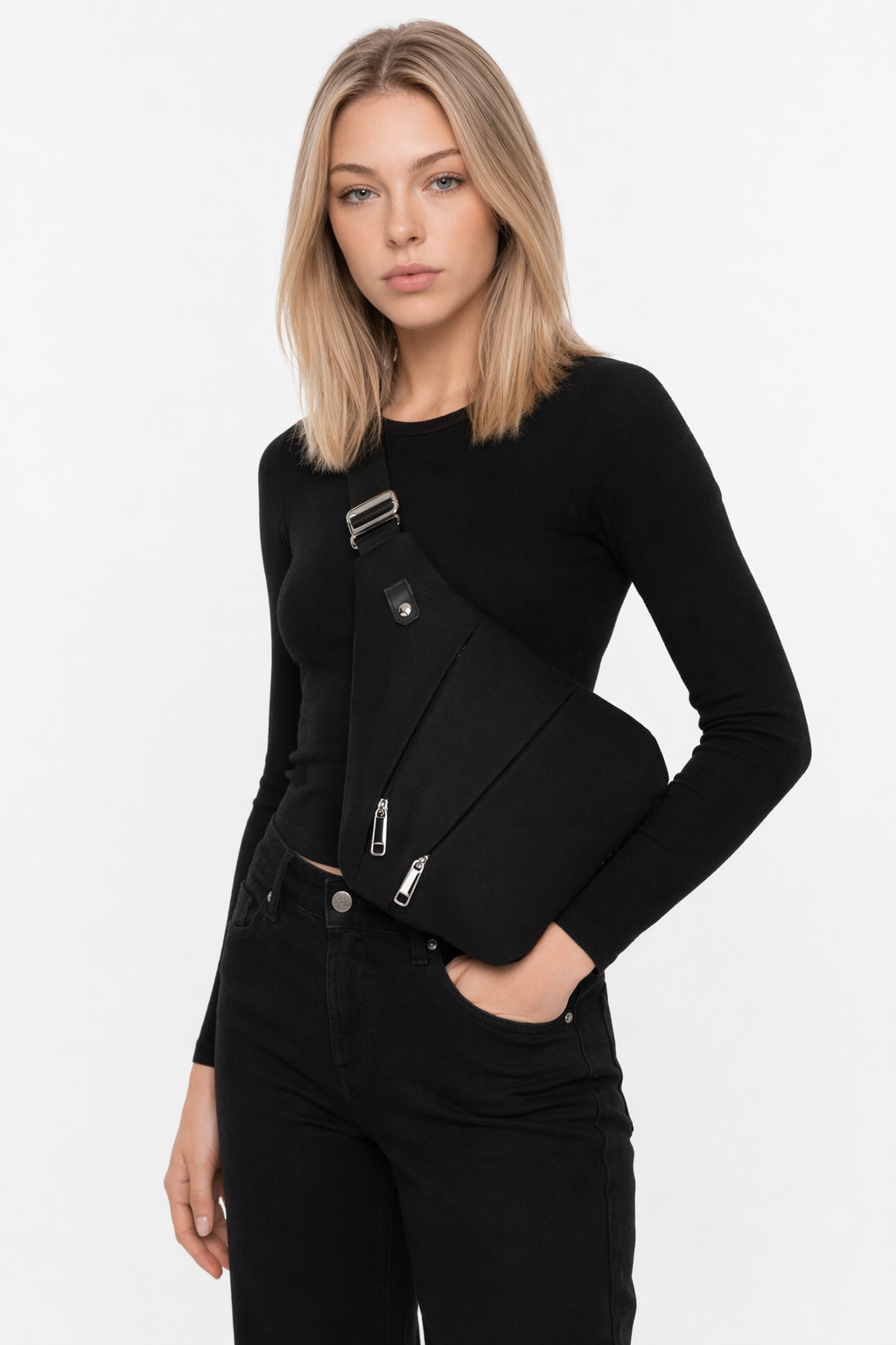 Spacious sholder bag Black