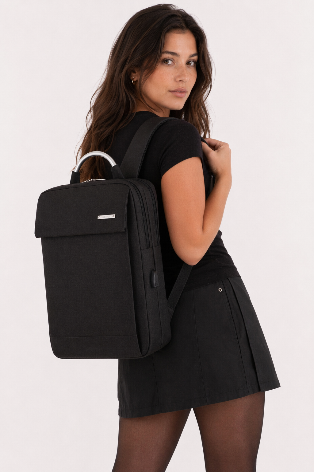 Anti Theft Soft Back Computer Backpack with Dual Compartments and Convenient Top Handle Black
