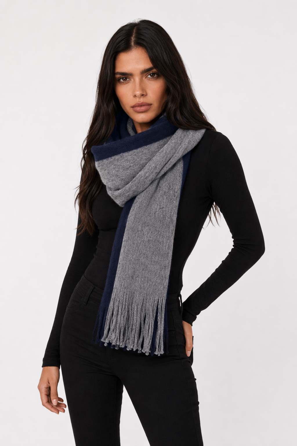 Thick Dual-Toned Men's Scarf Navy