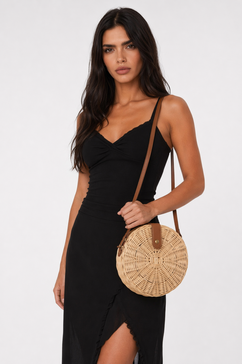Straw Woven Circular Crossbody Purse Default