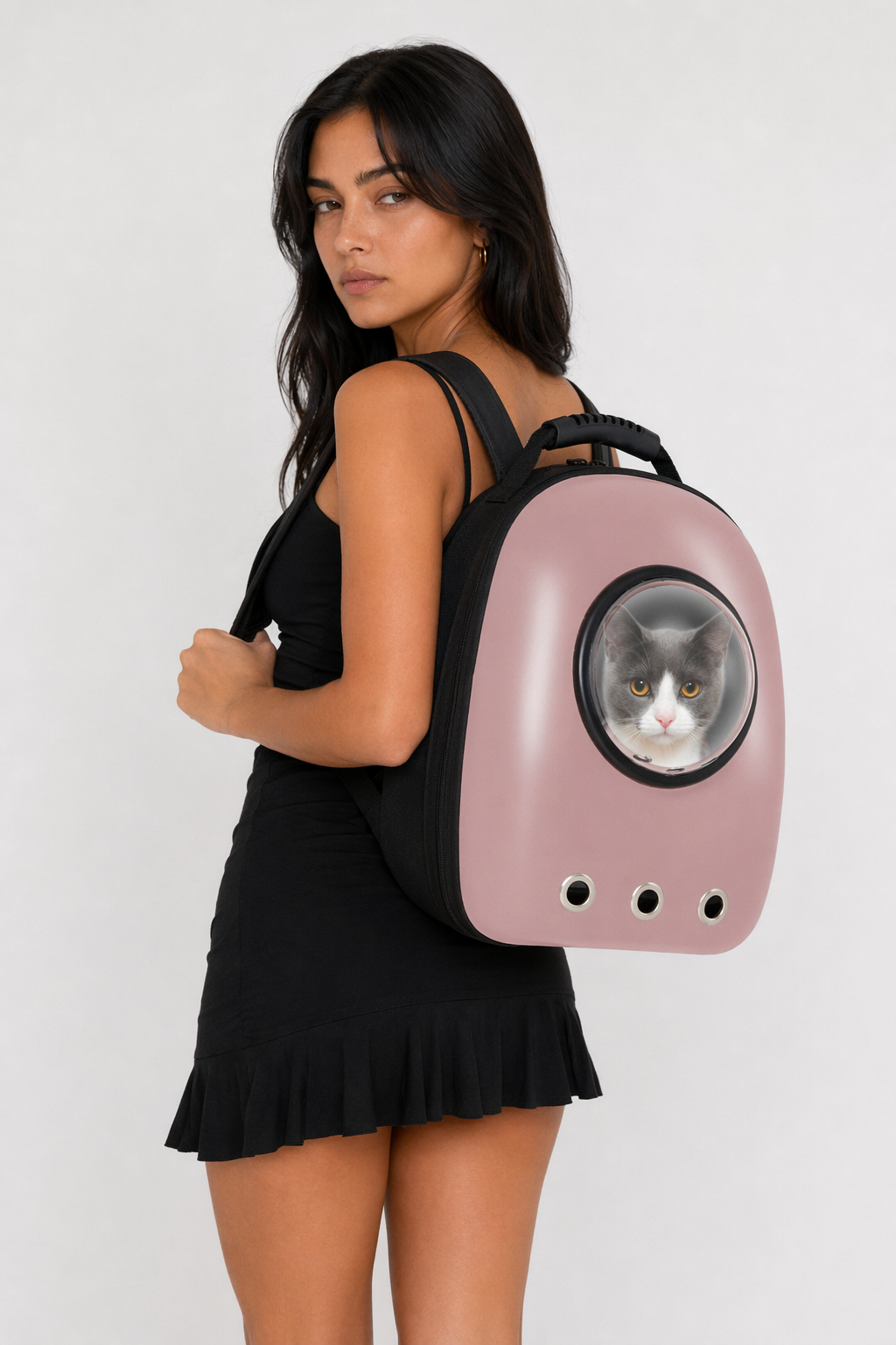 Hard Case Backpack for Traveling with Pets Pink