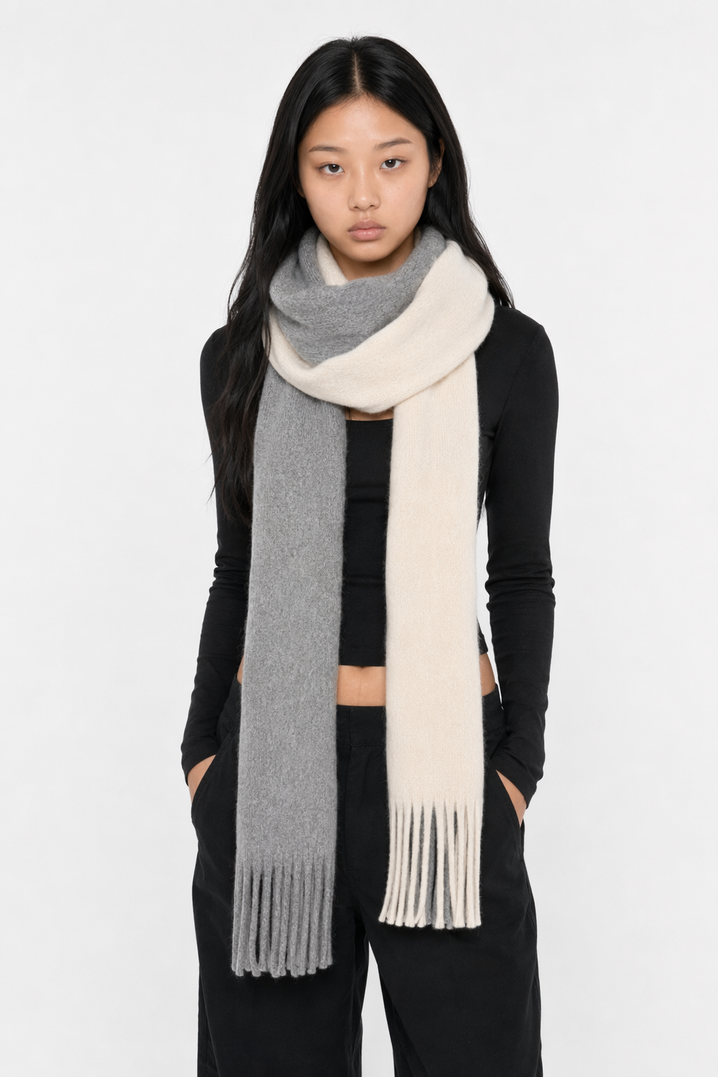 Thick Dual-Toned Men's Scarf White