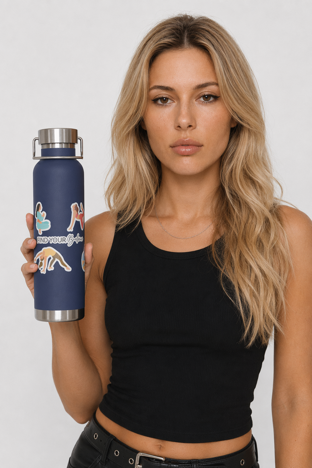 Discover Equilibrium: 22oz Thermos Bottle for Yoga Poses Navy