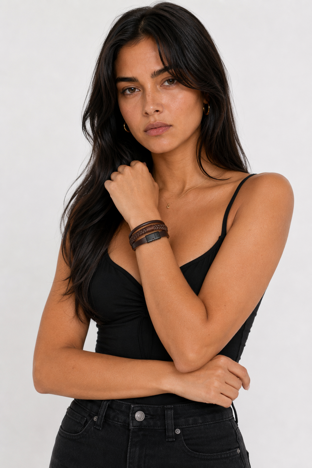 Vegan Leather Bracelet with a Layered Appearance 2