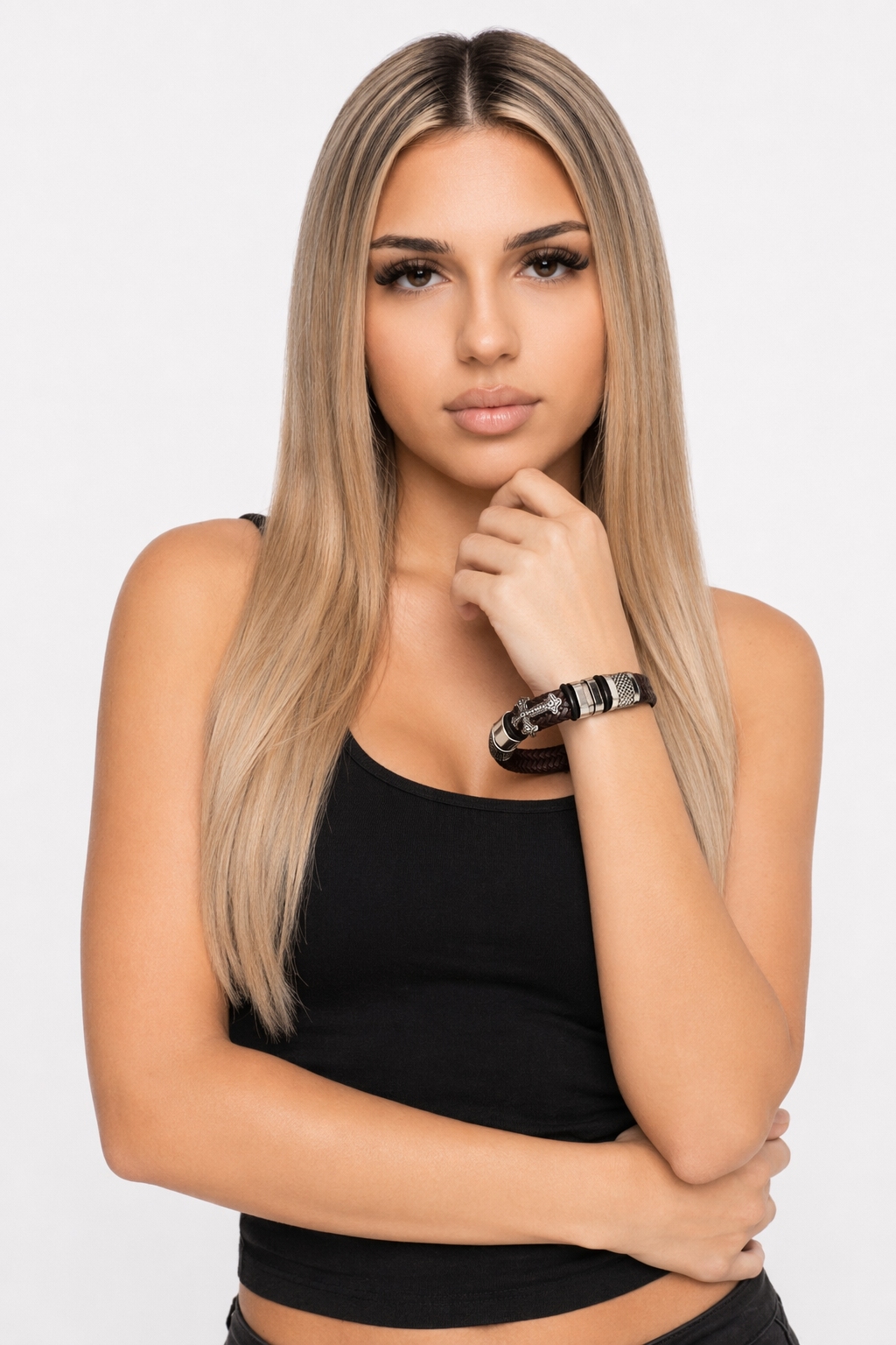 Vegan Leather Bracelet with a Layered Appearance 14
