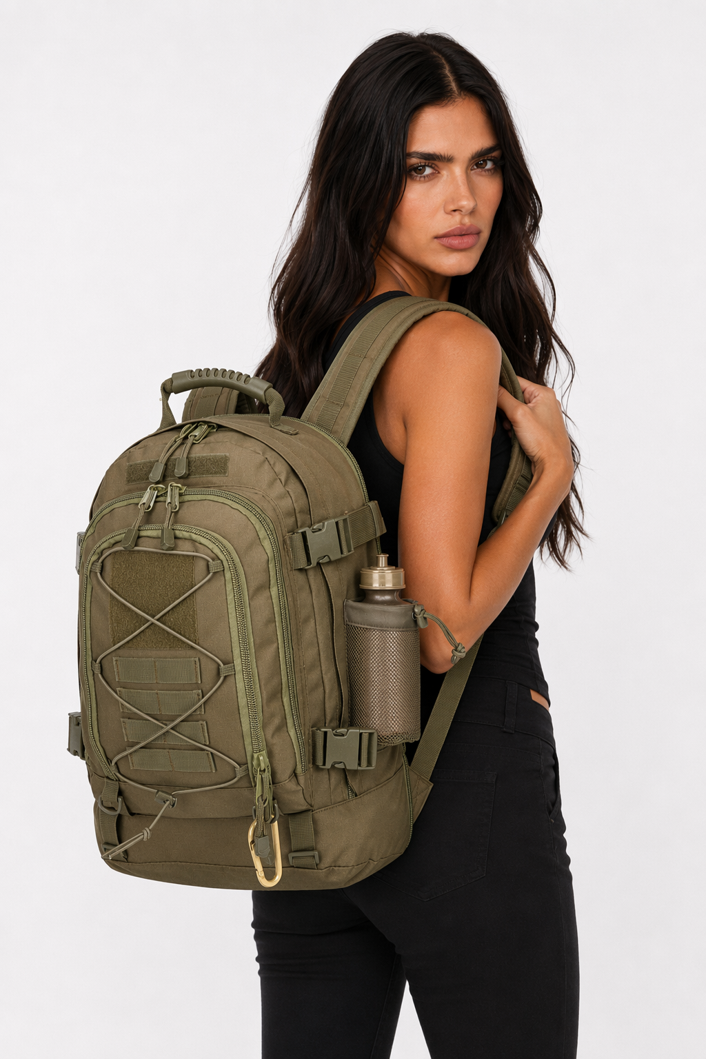 Waterproof Outdoor Backpack with Ample Storage Capacity for Camping Army Green