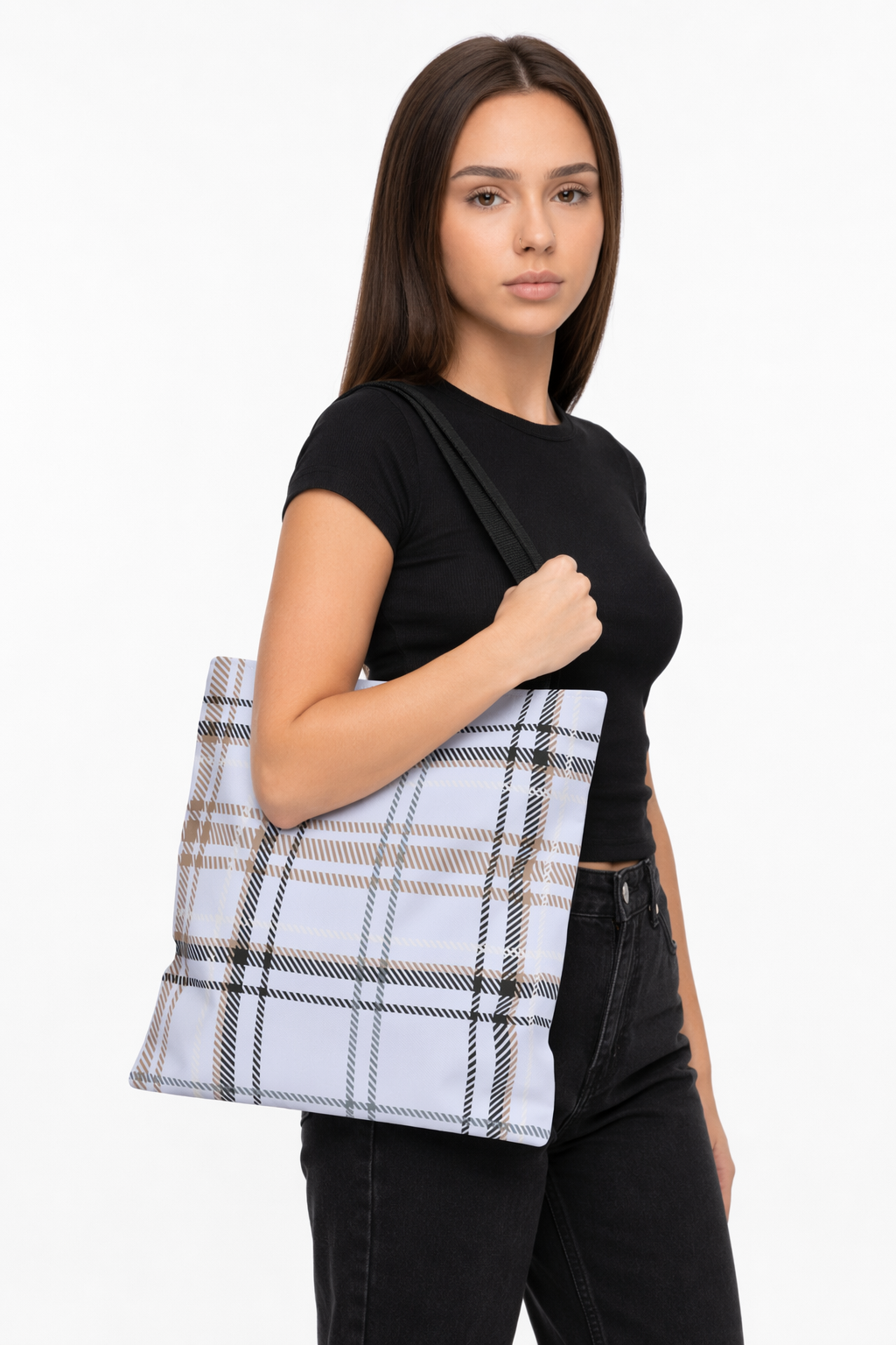 Plaid Blue Handbag Default
