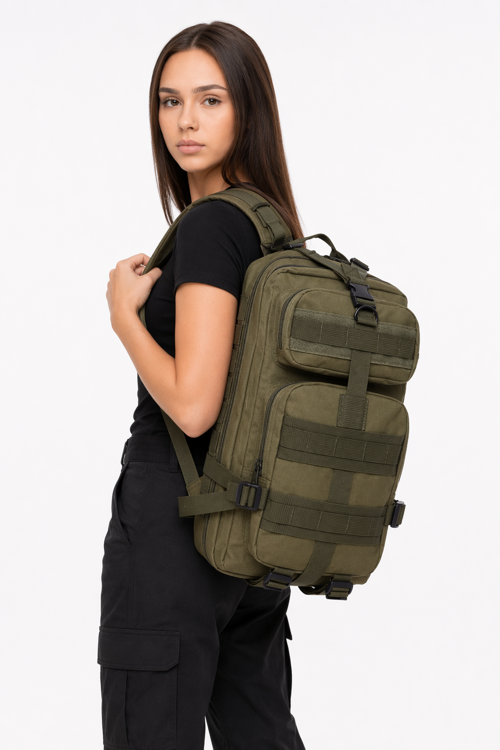 Waterproof Outdoor Backpack for Hiking and Camping with Military-Inspired Design Army green