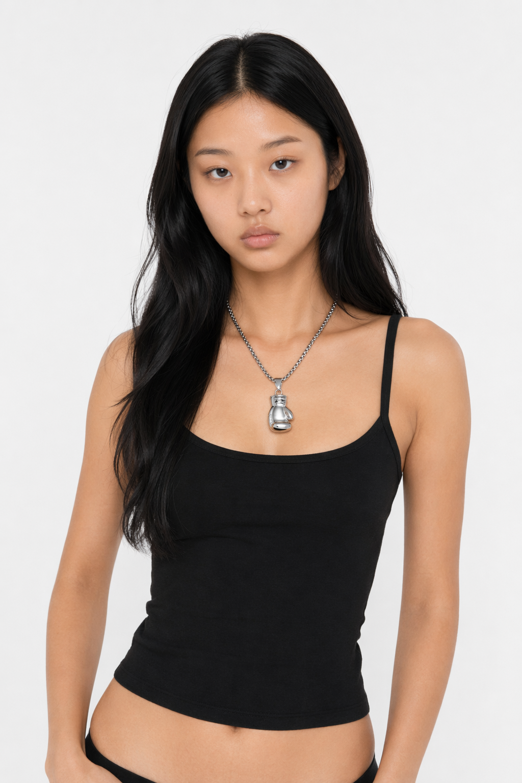 Boxing Glove Charm Necklace in Silver Finish Silver