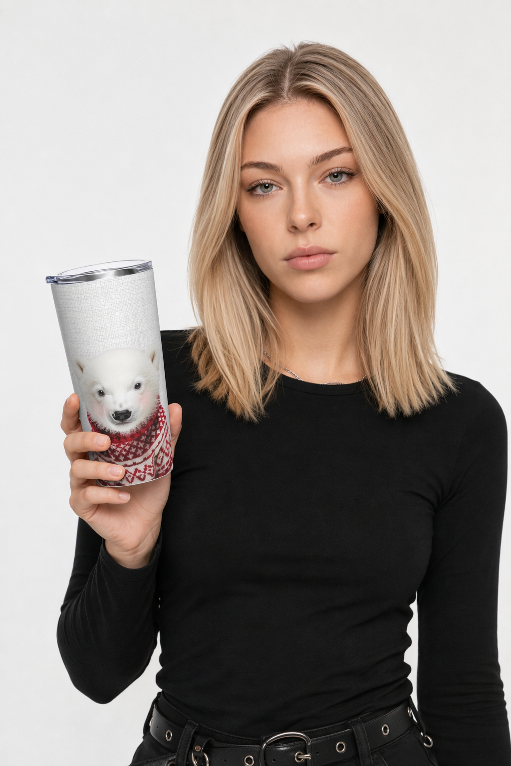 Red Sweater Blushing Polar Bear Tumbler - 20oz Default
