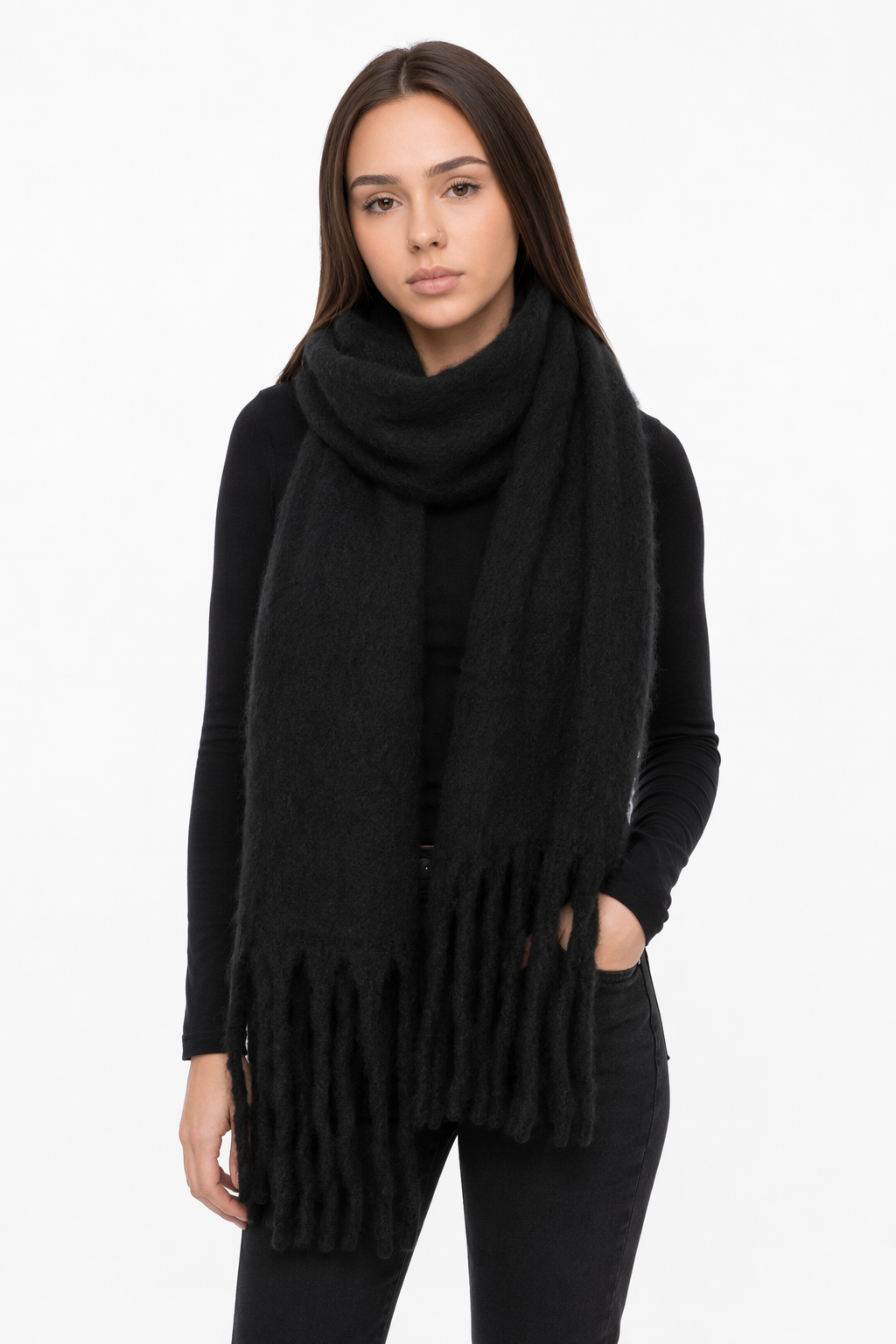 Thick and Cozy Wrap Scarf Black