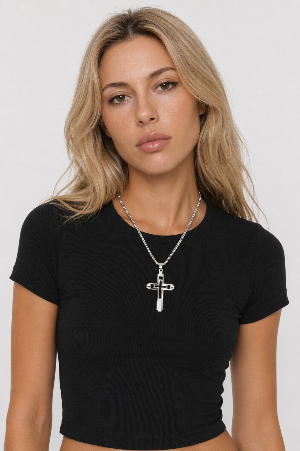 Cross Hollow Necklace Silver
