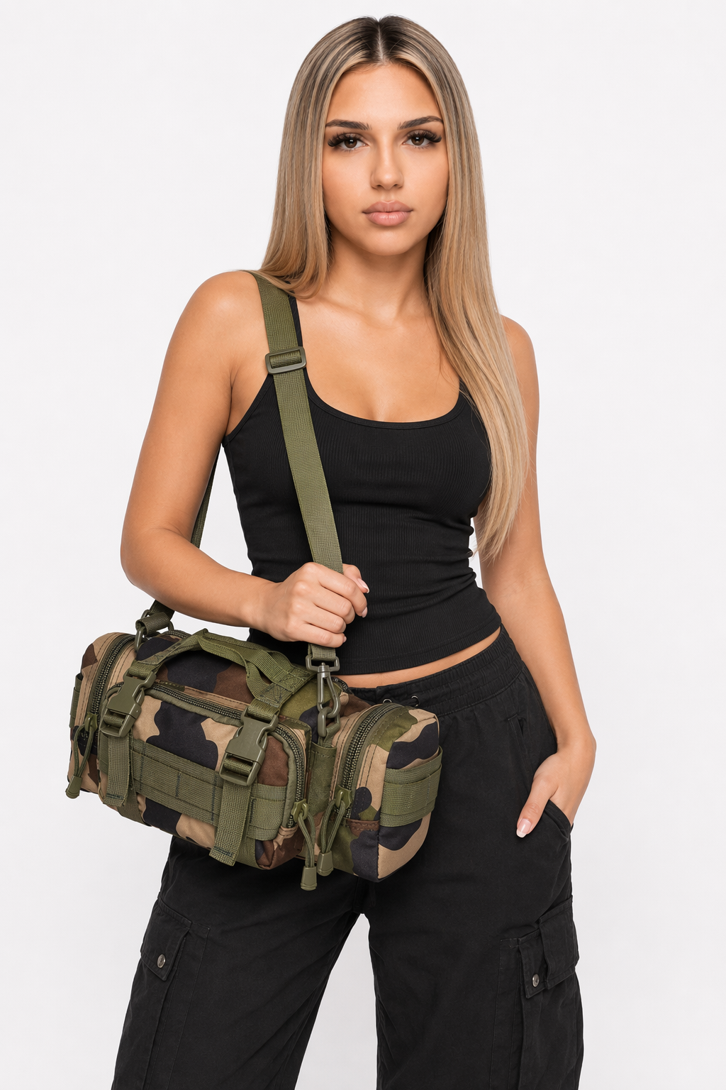 Small Outdoor Travel Sports Bag - Army Inspired Fashion for Your Adventures Woodland