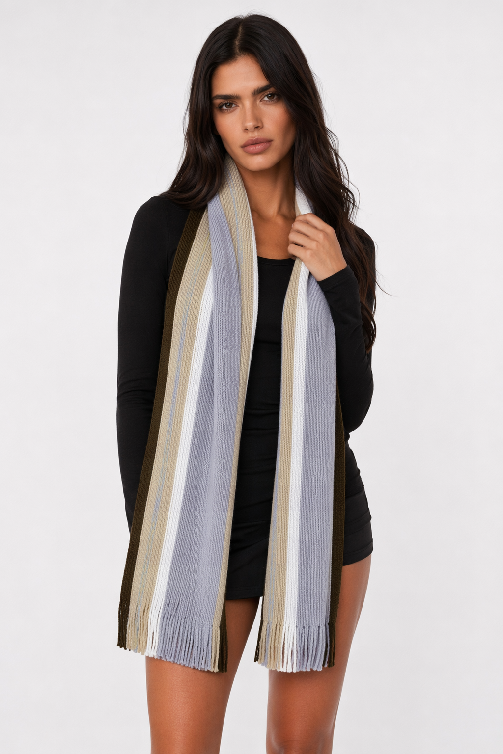 Cozy and Comfortable Patterned Scarf Light Gray