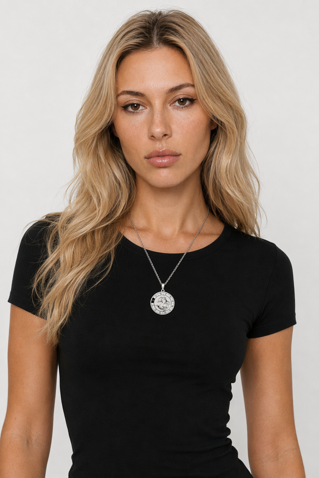 Horoscope Pendant Necklace - Unisex Round Design Pisces