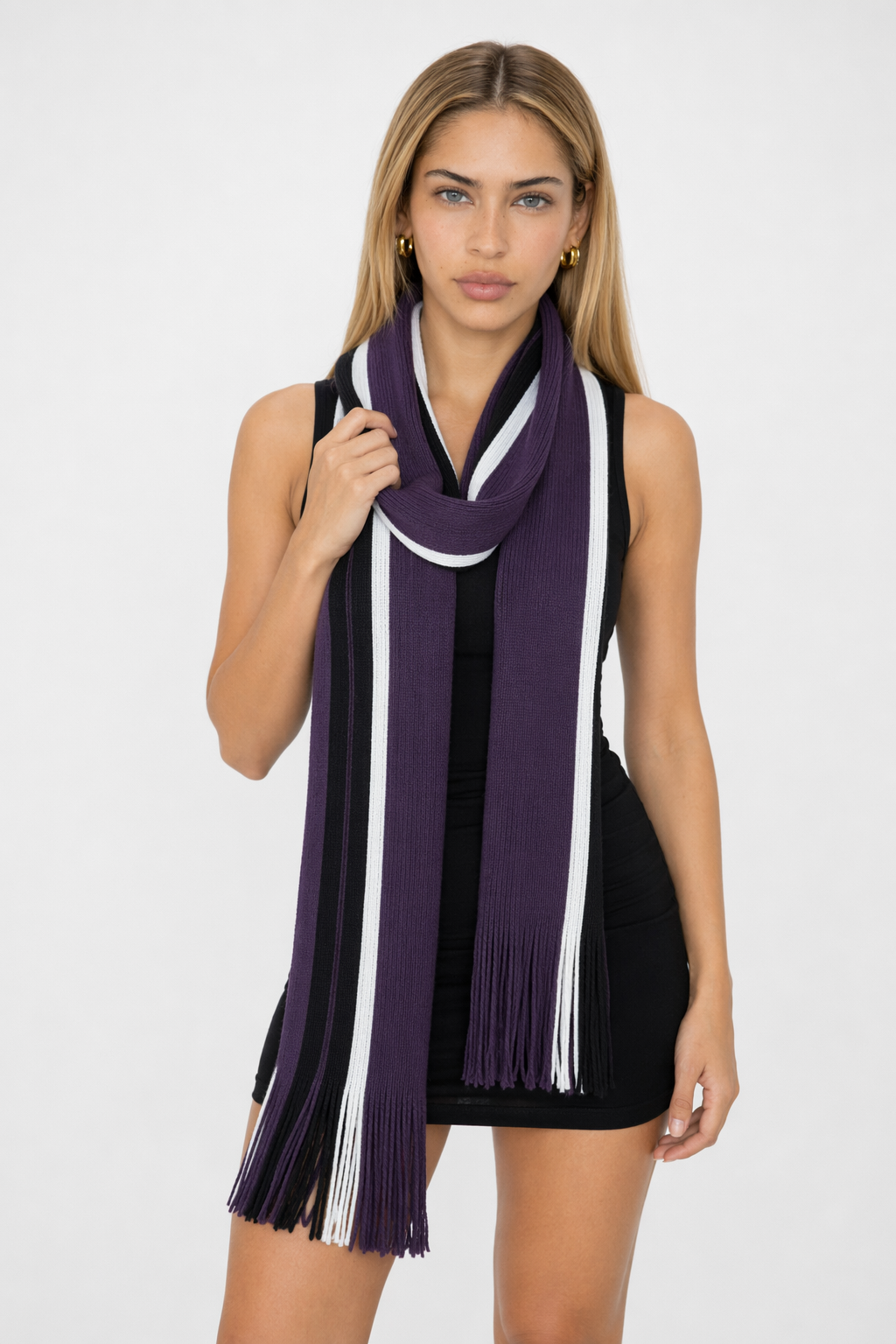 Cozy and Comfortable Patterned Scarf Purple