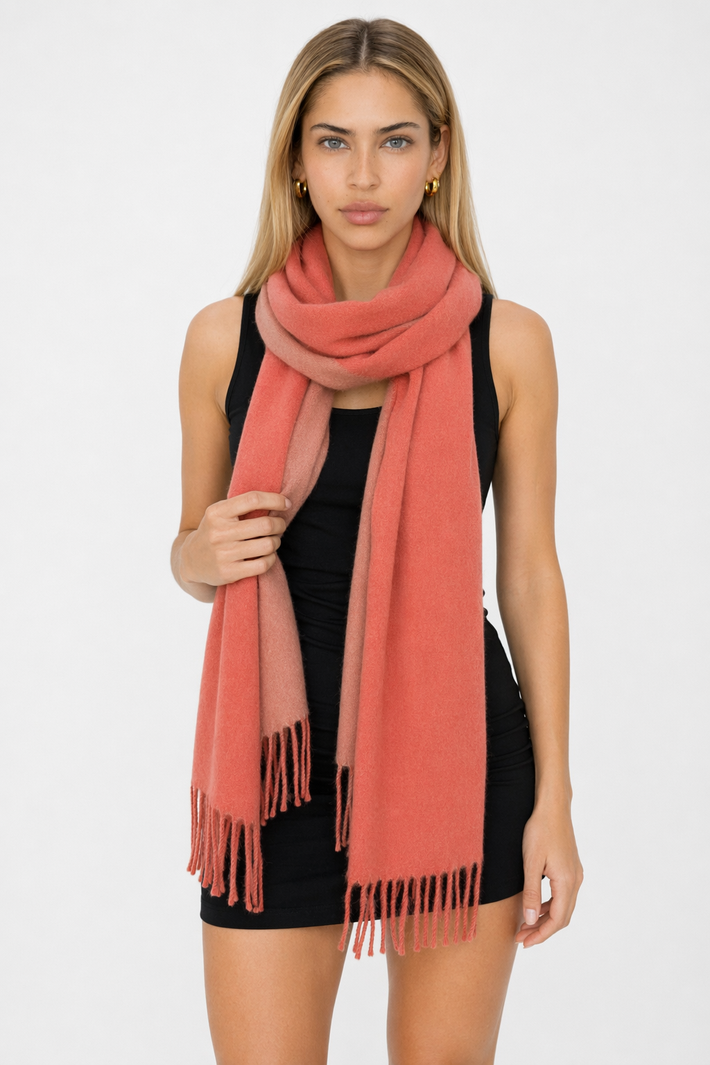 Soft and Cozy Two-Toned Wrap Scarf Coral