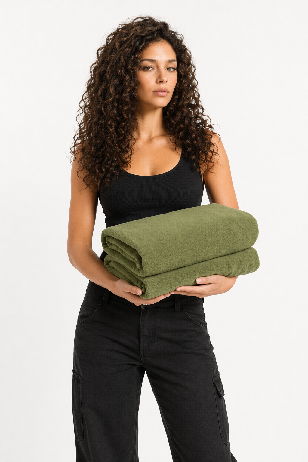 Polar Fleece Lightweight Sleeping Bag for Camping Green