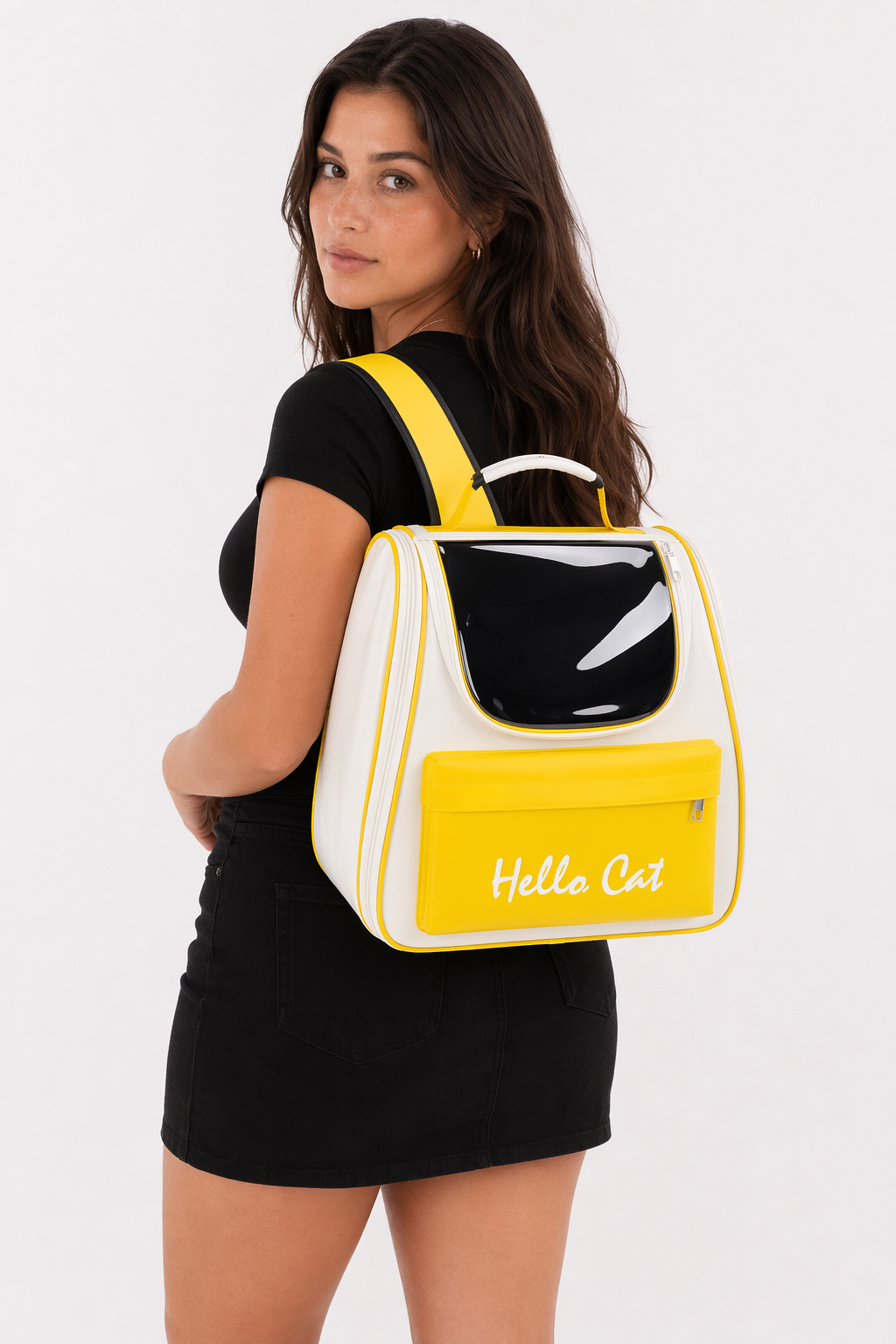 Vibrant Ventilated Feline Backpack for Exploring Yellow