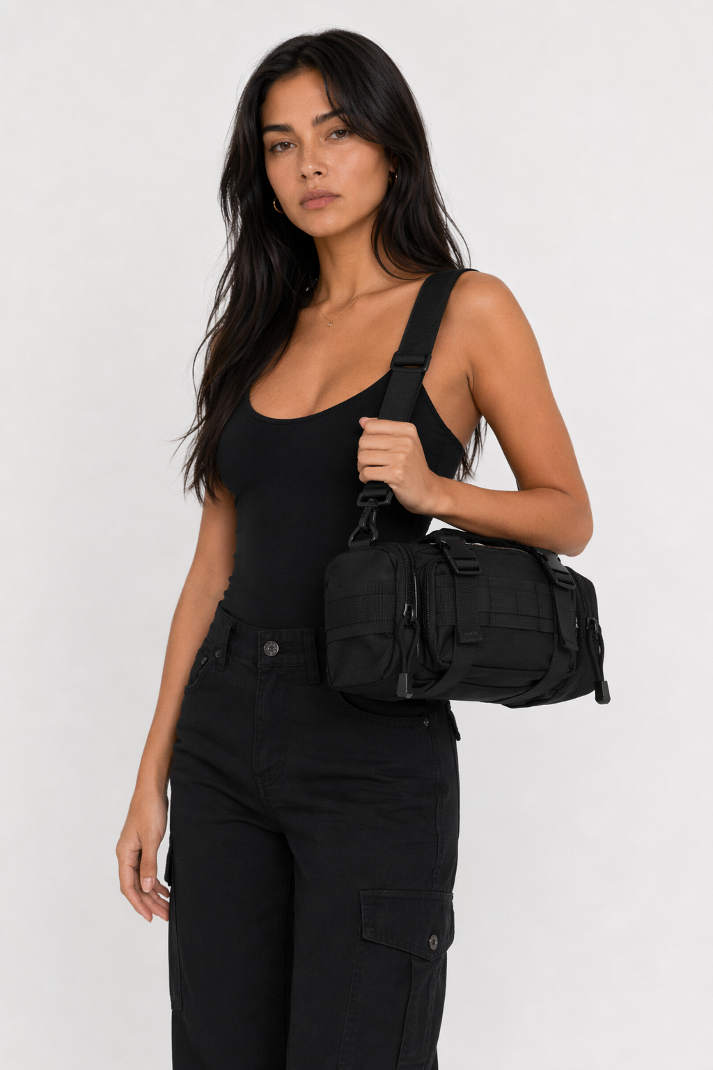 Small Outdoor Travel Sports Bag - Army Inspired Fashion for Your Adventures Black