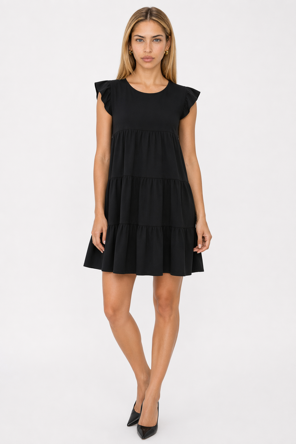Flowy Cap Sleeve Women's Dress Black