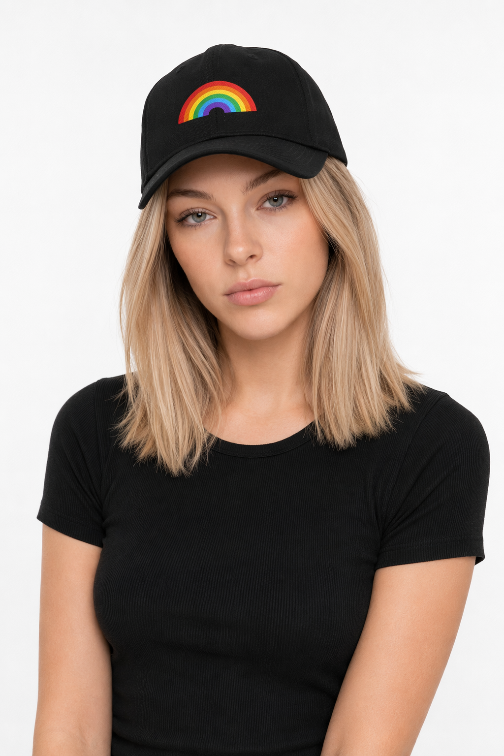 Multicolored Gender-Neutral Cotton Hat Black