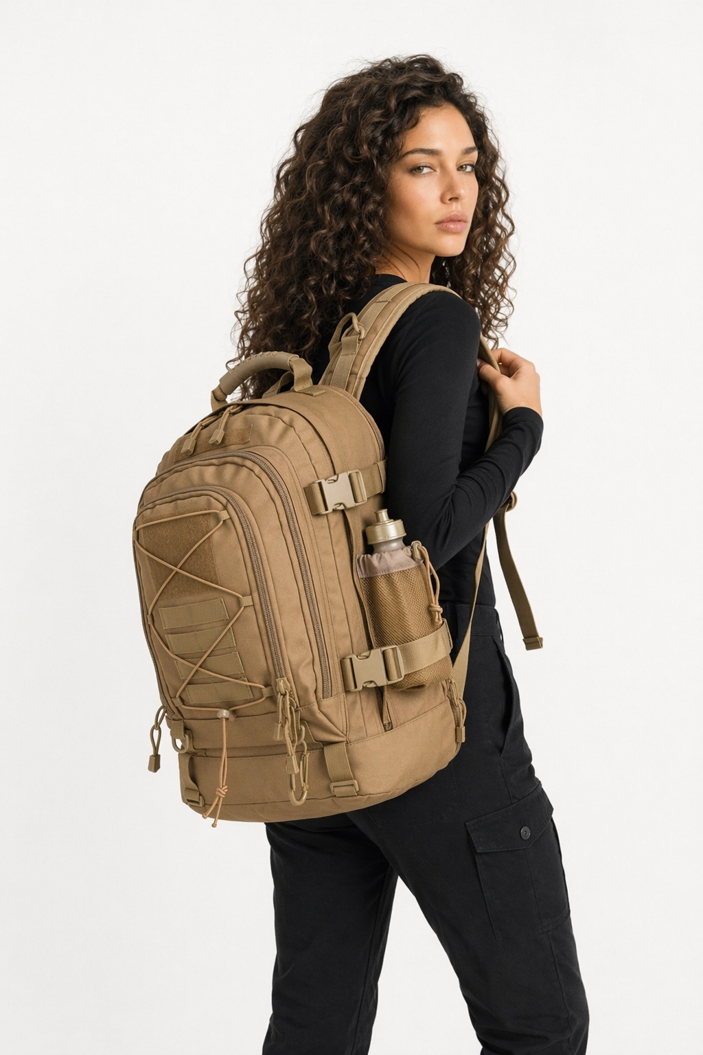 Waterproof Outdoor Backpack with Ample Storage Capacity for Camping Coyote