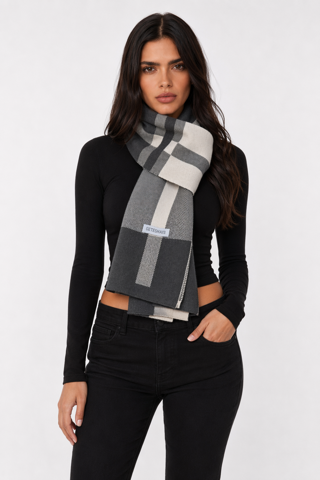Soft and Cozy Men's Plaid Scarf Gray
