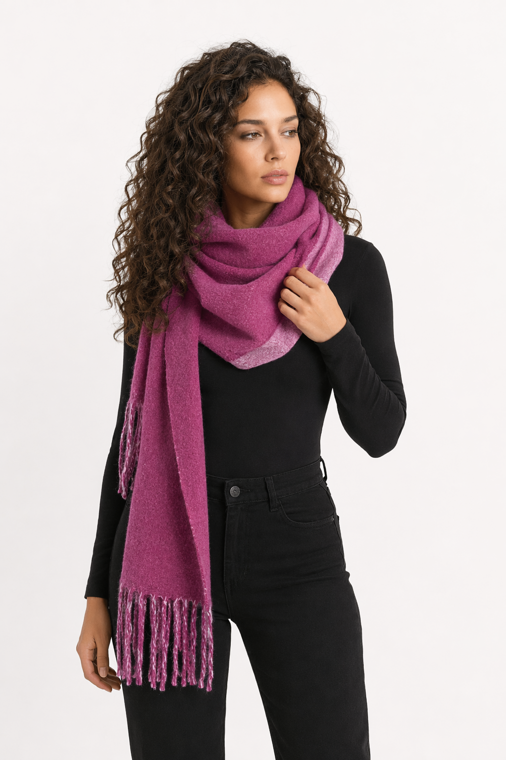 Soft and Cozy Two-Toned Wrap Scarf Rose