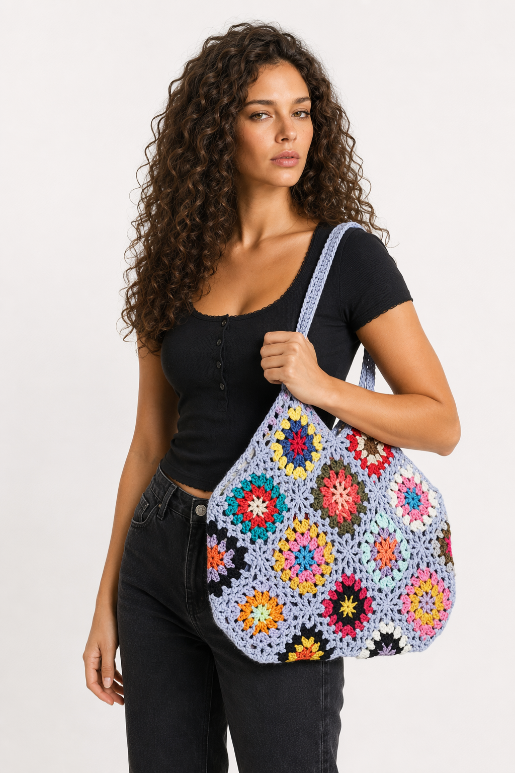 Floral Vintage Tote Bag - Outdoor Bliss Light Blue