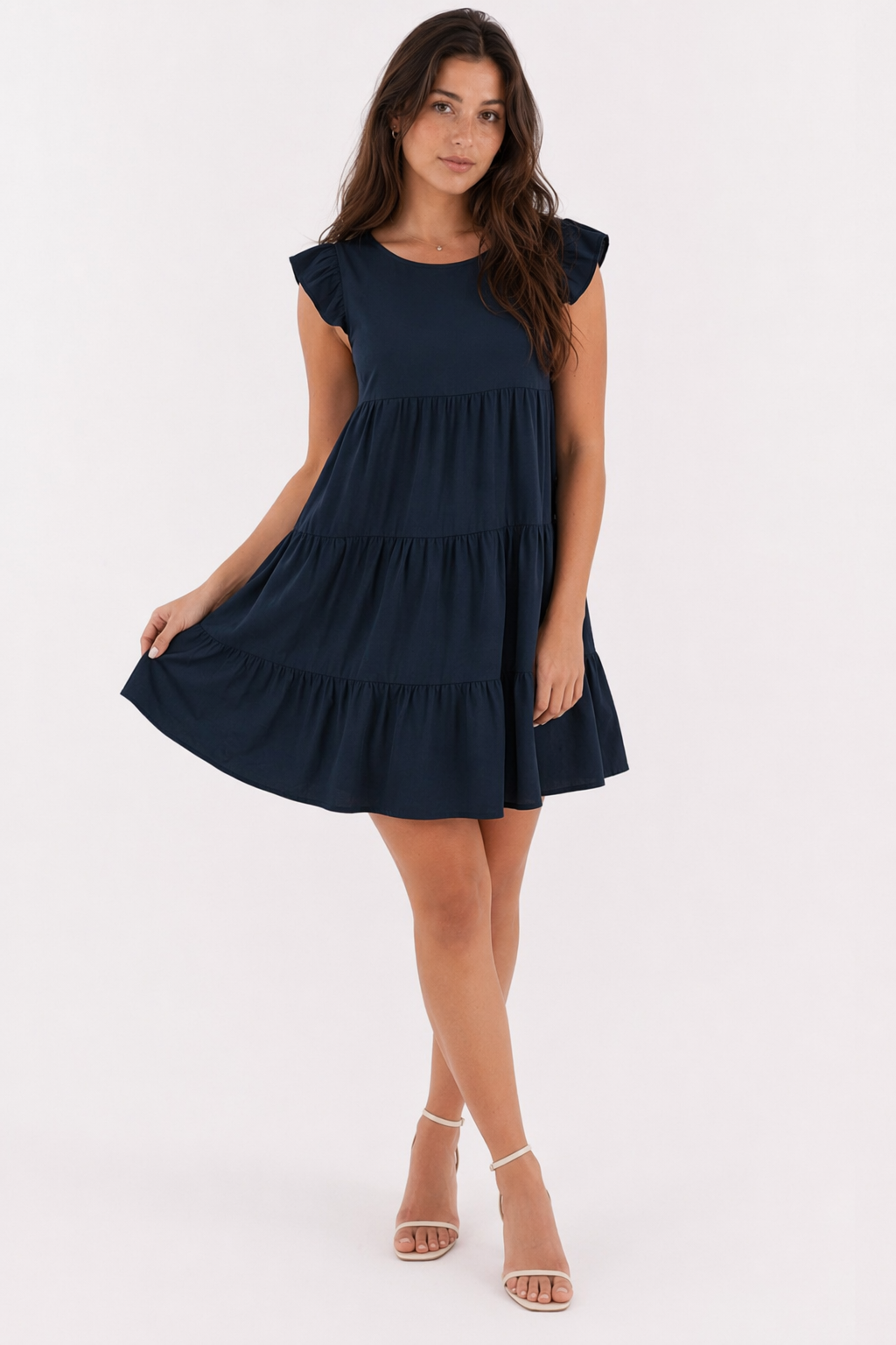Flowy Cap Sleeve Women's Dress Navy
