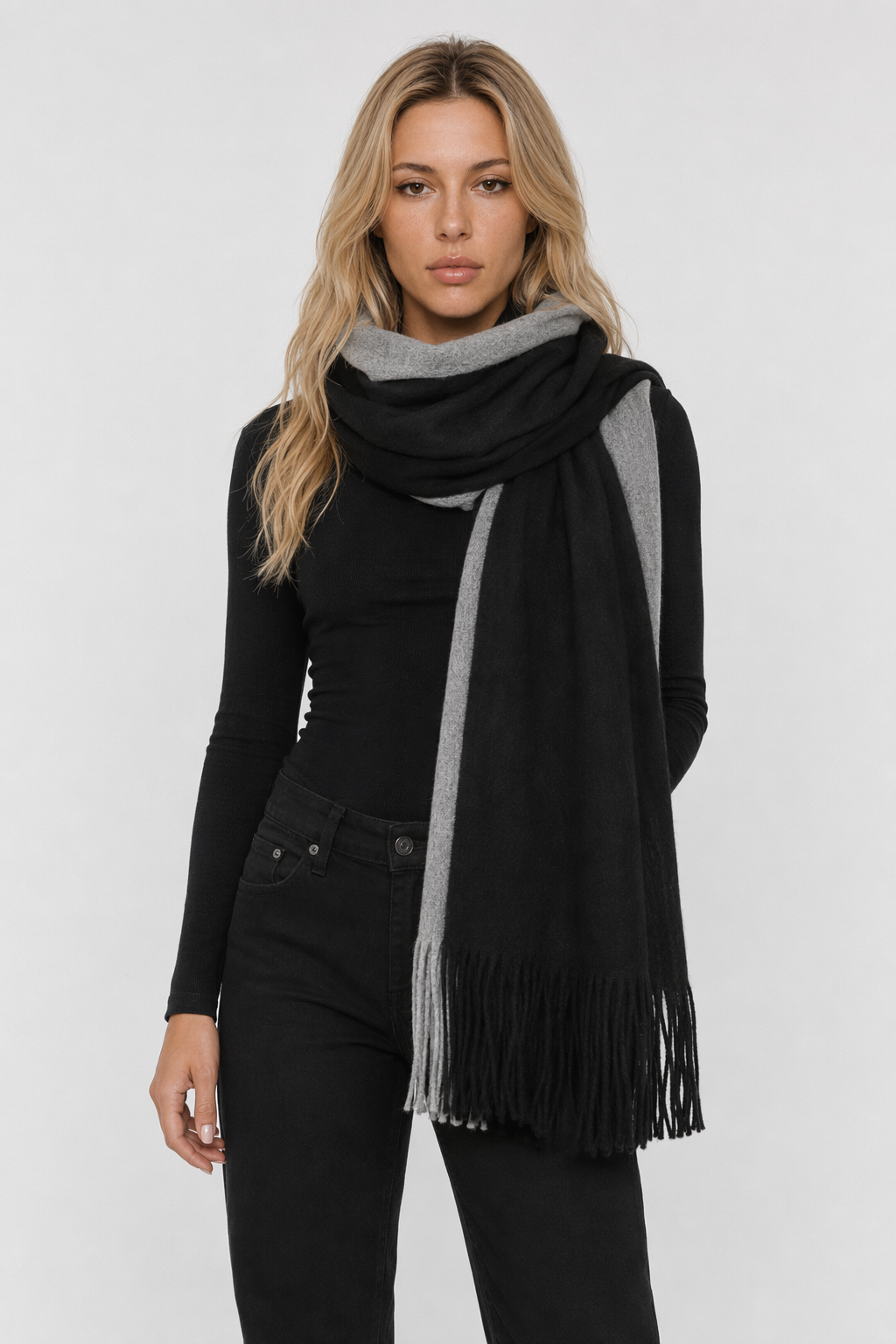 Thick Dual-Toned Men's Scarf Black