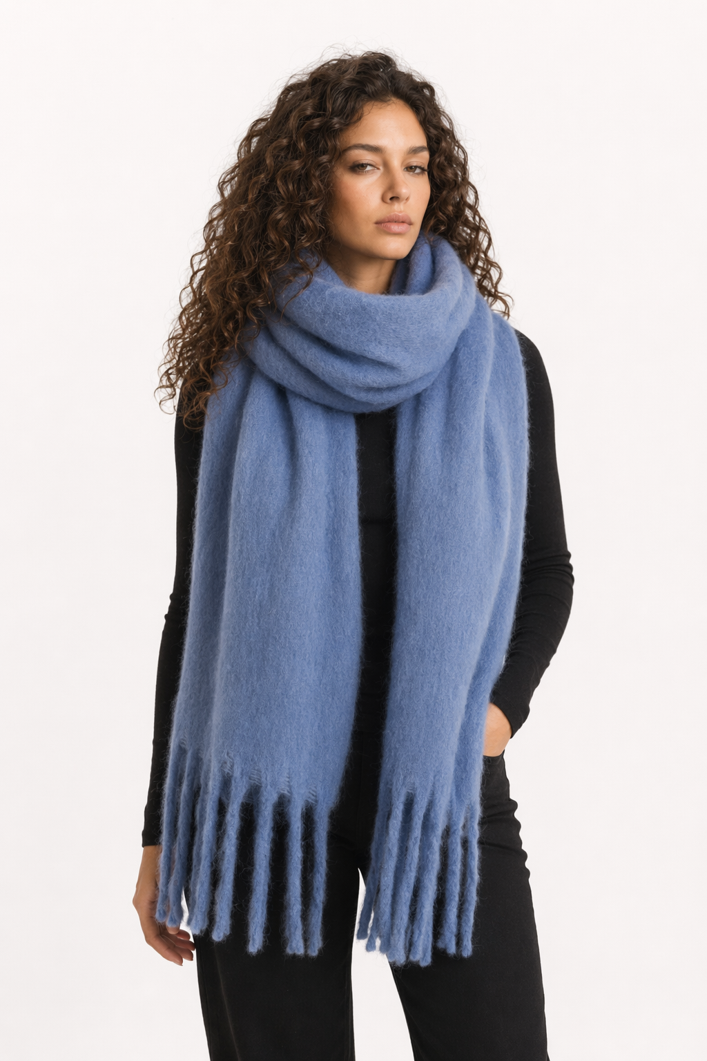 Thick and Cozy Wrap Scarf Blue