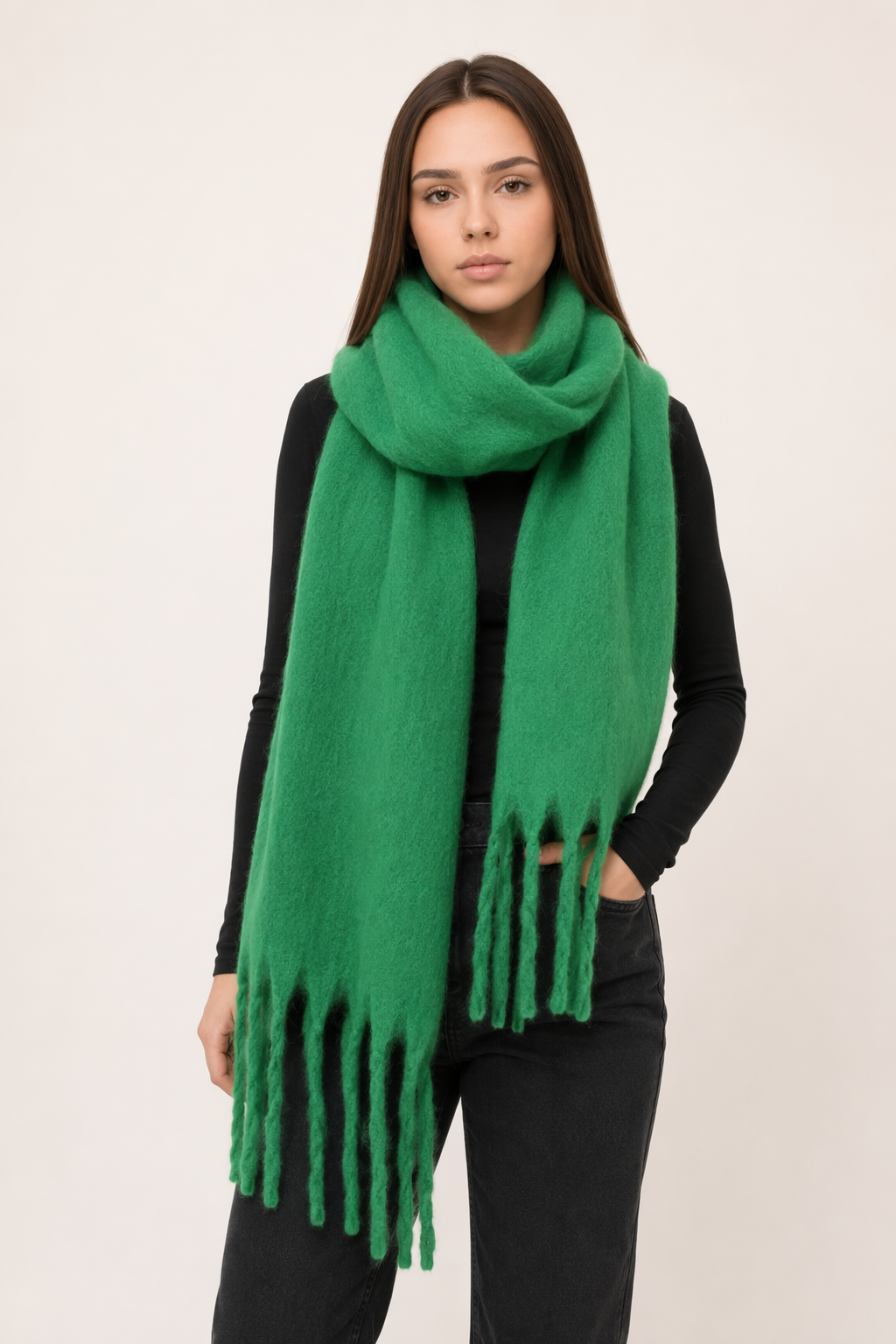 Thick and Cozy Wrap Scarf Green
