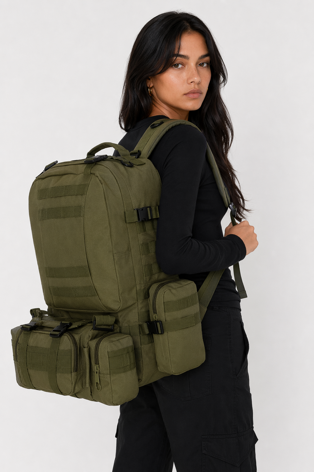 Outdoor Military Backpack - 50L, Resistant to Water Army Green