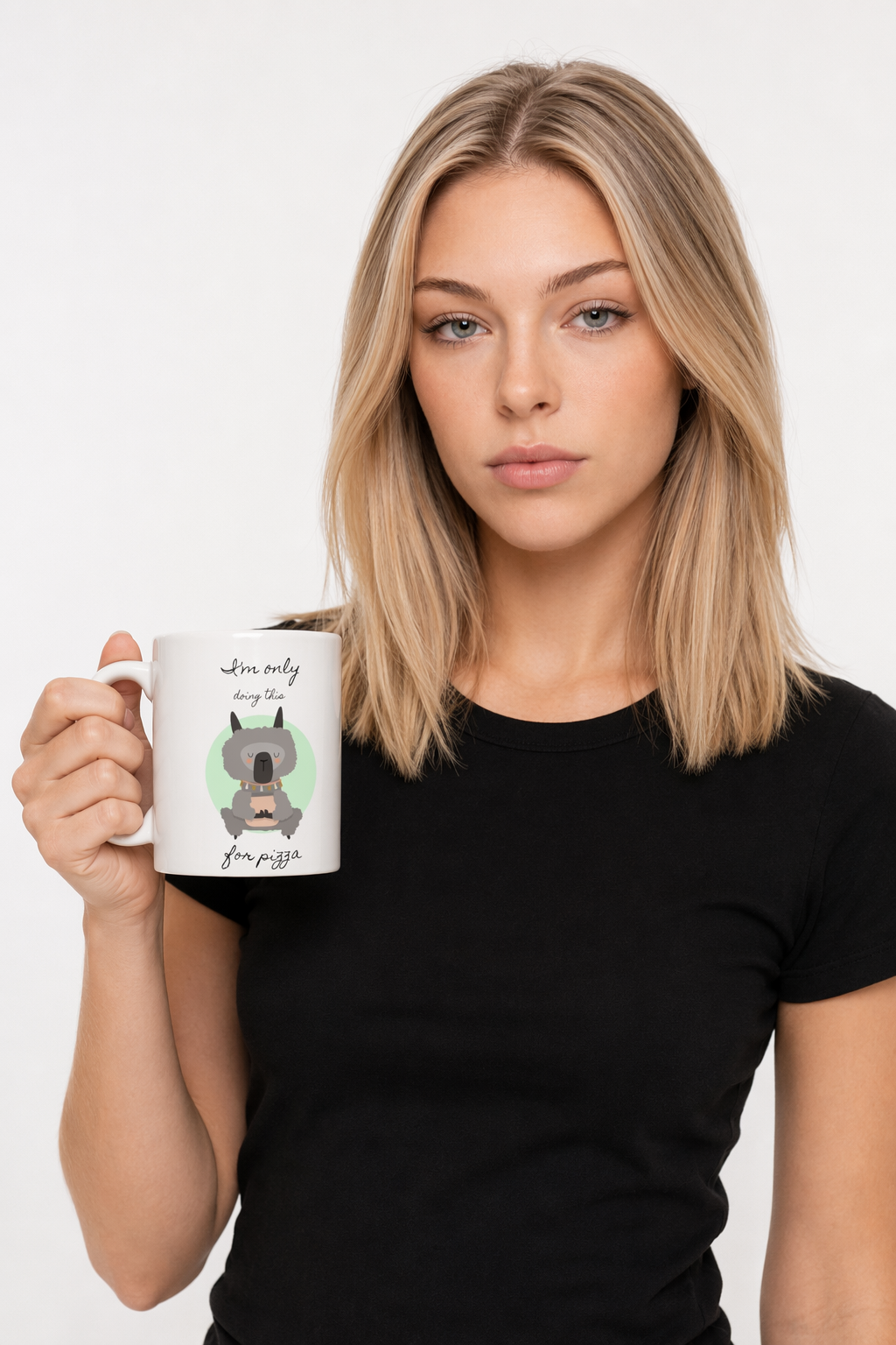 Only Doing This for Pizza Llama Yoga Mug Default