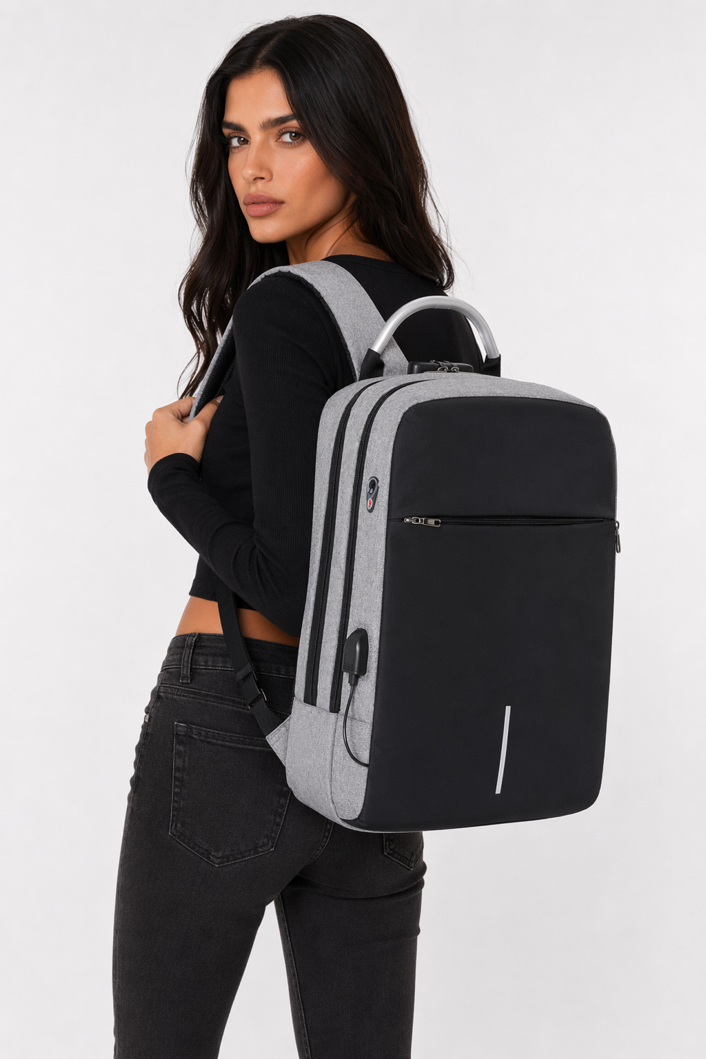 Versatile Shockproof Backpack with USB and Audio Jack Gray