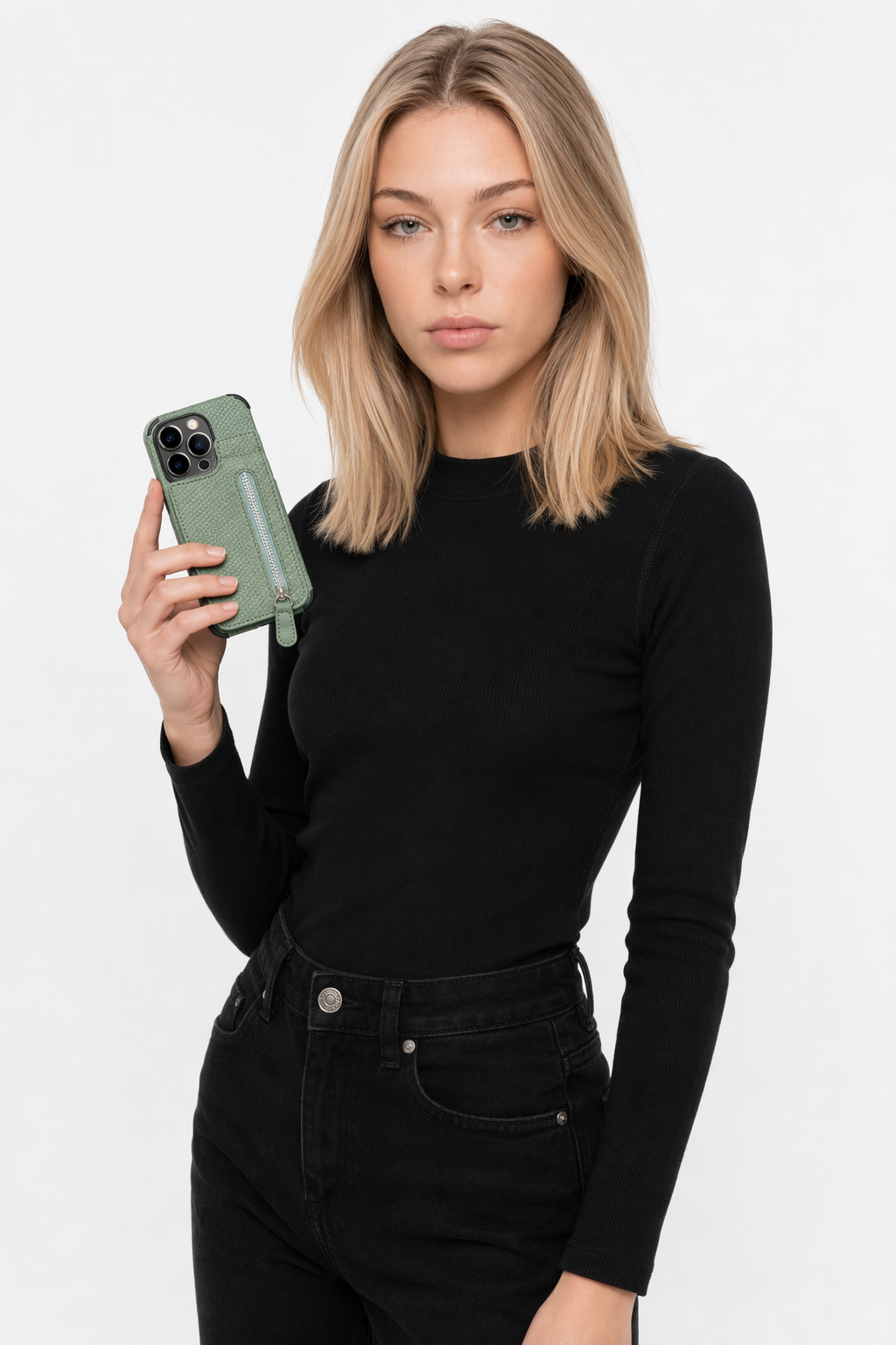 High-End Plant-Based Leather Wallet Case for iPhone Green
