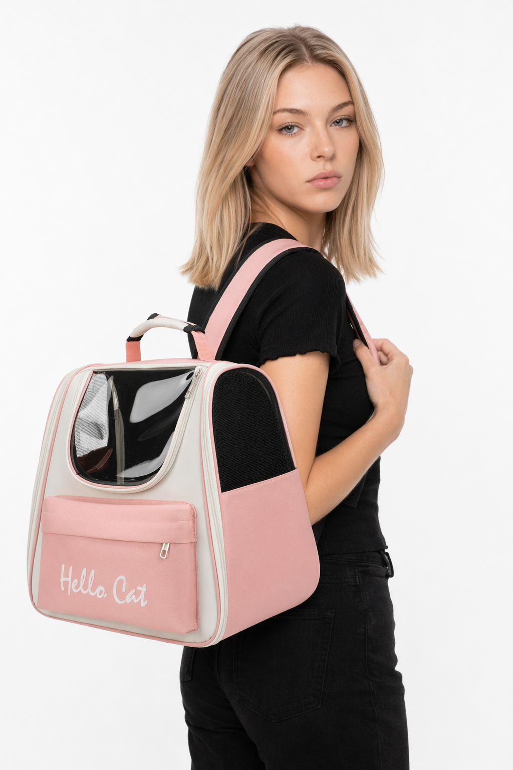 Vibrant Ventilated Feline Backpack for Exploring Pink