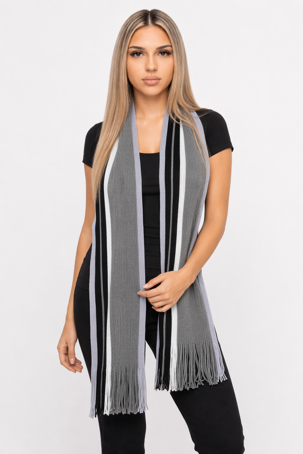 Cozy and Comfortable Patterned Scarf Gray