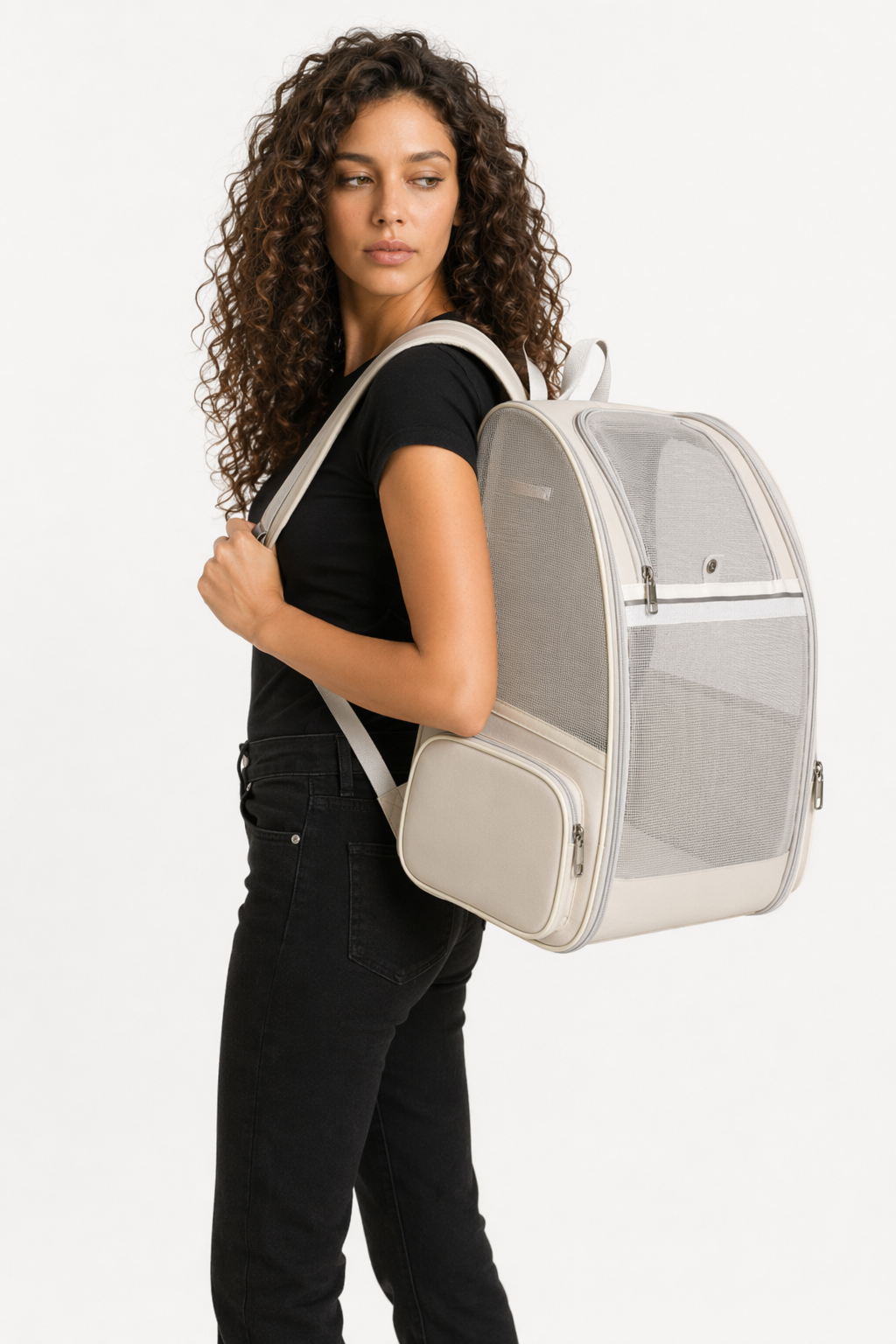 Pet Travel Backpack - Airy and Ventilated Beige