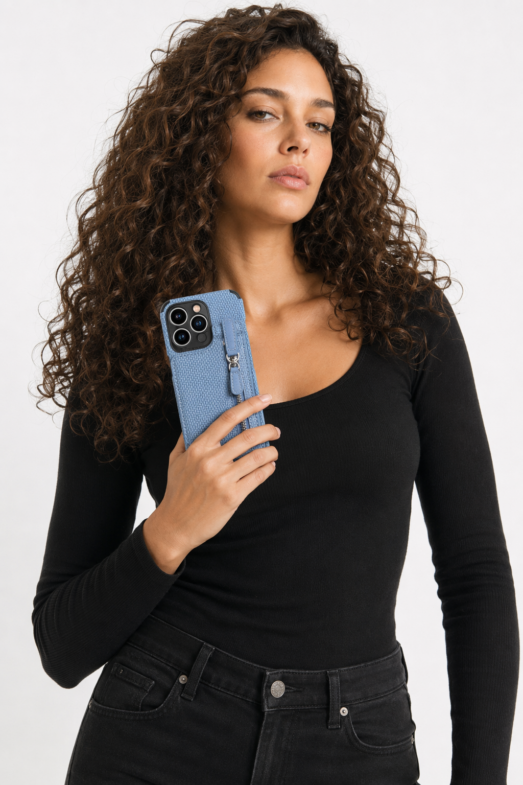 High-End Plant-Based Leather Wallet Case for iPhone Blue
