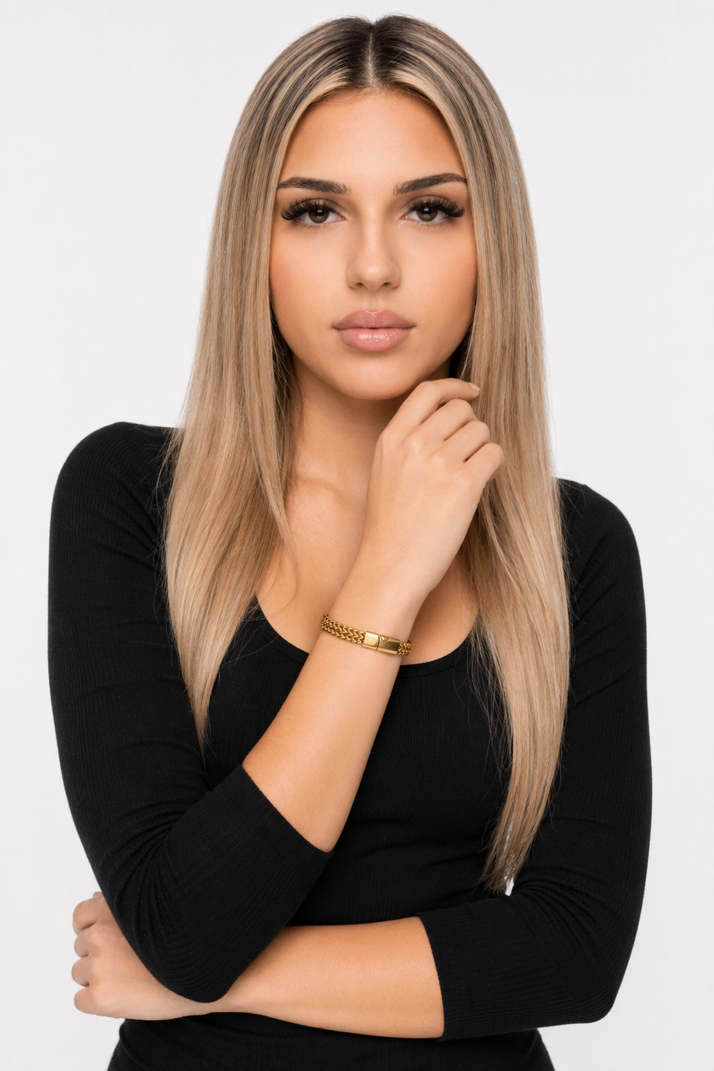 Stainless Steel Braided Bracelet with Plated Finish Gold
