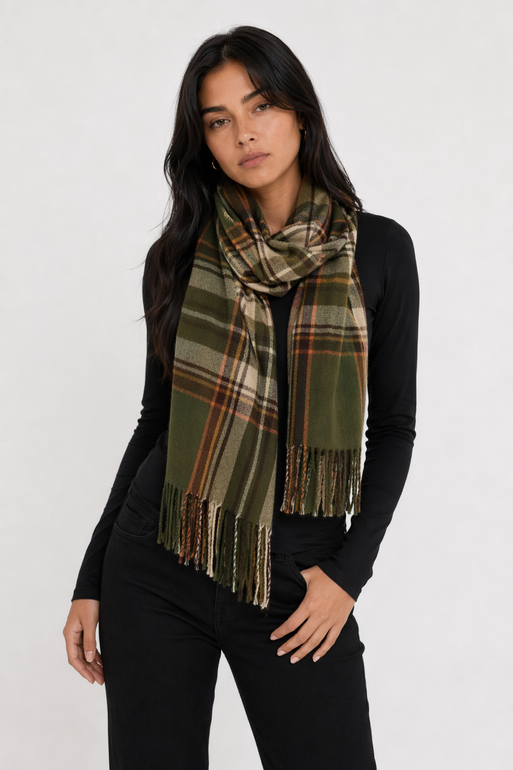 Traditional Plaid Gift Wrap Scarf Light Green